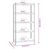 5-Layer Heavy-duty Shelves 2 pcs Silver Steel and Engineered Wood - Extra Image