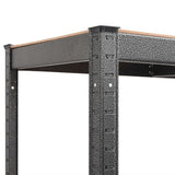 5-Layer Heavy-duty Shelves 2 pcs Grey Steel&Engineered Wood - Low Angle