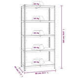 5-Layer Heavy-duty Shelves 2 pcs Grey Steel&Engineered Wood