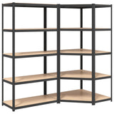 5-Layer Heavy-duty Shelves 2 pcs Grey Steel&Engineered Wood - Front View