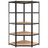 5-Layer Heavy-duty Shelves 2 pcs Grey Steel&Engineered Wood - Low Angle