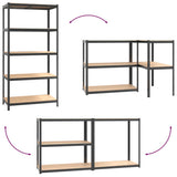 5-Layer Heavy-duty Shelves 2 pcs Grey Steel&Engineered Wood - Extra Image