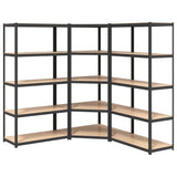 5-Layer Heavy-duty Shelves 3 pcs Grey Steel&Engineered Wood - Front View