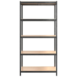 5-Layer Heavy-duty Shelves 3 pcs Grey Steel&Engineered Wood - Rear View