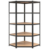 5-Layer Heavy-duty Shelves 3 pcs Grey Steel&Engineered Wood - Low Angle