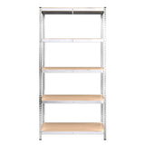5-Layer Shelves 2 pcs Silver Steel&Engineered Wood - 45-Degree Angle