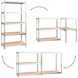 5-Layer Shelves 2 pcs Silver Steel&Engineered Wood - Rear View
