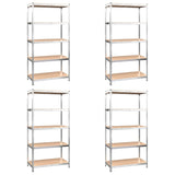 5-Layer Shelves 4 pcs Silver Steel&Engineered Wood - Front View