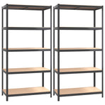 5-Layer Shelves 2 pcs Anthracite Steel&Engineered Wood
