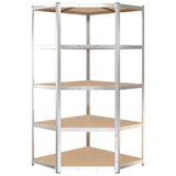 5-Layer Shelves 4 pcs Silver Steel&Engineered Wood - Rear View
