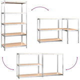5-Layer Shelves 4 pcs Silver Steel&Engineered Wood - Extra Image