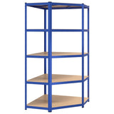 5-Layer Shelves 2 pcs Blue Steel&Engineered Wood - Close-Up Angle