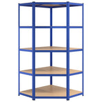 5-Layer Shelves 2 pcs Blue Steel&Engineered Wood