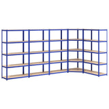 5-Layer Shelves 5 pcs Blue Steel&Engineered Wood - Front View