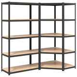 5-Layer Shelves 2 pcs Anthracite Steel&Engineered Wood - Front View