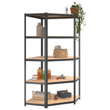 5-Layer Shelves 2 pcs Anthracite Steel&Engineered Wood - Side View