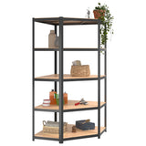 5-Layer Shelves 3 pcs Anthracite Steel&Engineered Wood - Side View