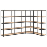 5-Layer Shelves 4 pcs Anthracite Steel&Engineered Wood - Front View