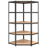5-Layer Shelves 4 pcs Anthracite Steel&Engineered Wood - Rear View