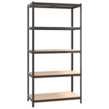 5-Layer Shelves 4 pcs Anthracite Steel&Engineered Wood - Close-Up Angle