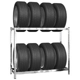 2-Layer Tire Racks 3 pcs Silver 110x40x110 cm Steel - Side View