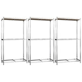 2-Layer Tire Racks 3 pcs Silver 110x40x180 cm Steel - Front View