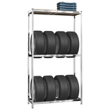 2-Layer Tire Racks 3 pcs Silver 110x40x180 cm Steel - Side View