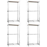 2-Layer Tire Racks 4 pcs Silver 110x40x180 cm Steel