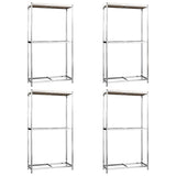 2-Layer Tire Racks 4 pcs Silver 110x40x180 cm Steel - Front View