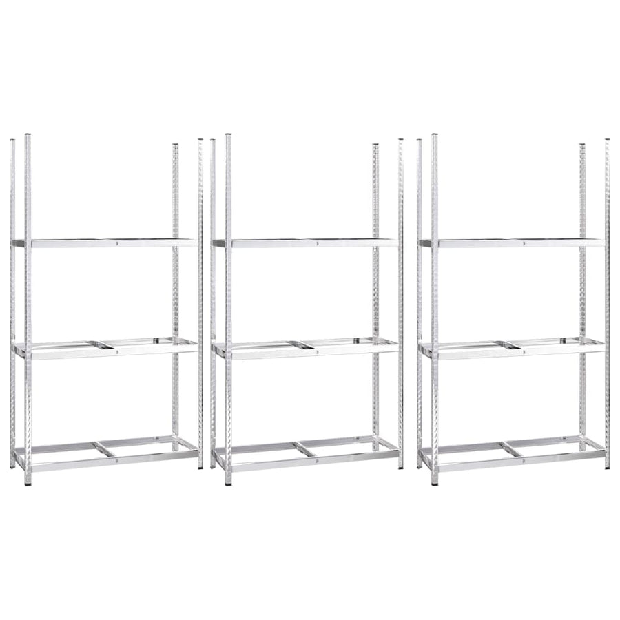 3-Layer Tire Racks 3 pcs Silver 110x40x200 cm Steel