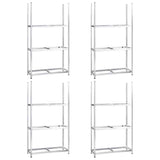 3-Layer Tire Racks 4 pcs Silver 110x40x200 cm Steel
