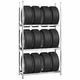 3-Layer Tire Racks 4 pcs Silver 110x40x200 cm Steel
