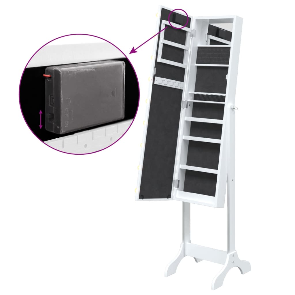 Free-Standing Mirror with LED White 34x37x146 cm