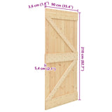 Door NARVIK Natural 90 x 210 cm Solid Pine Wood - Rear View
