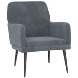 Armchair Dark Grey 62x79x79 cm Velvet - Front View