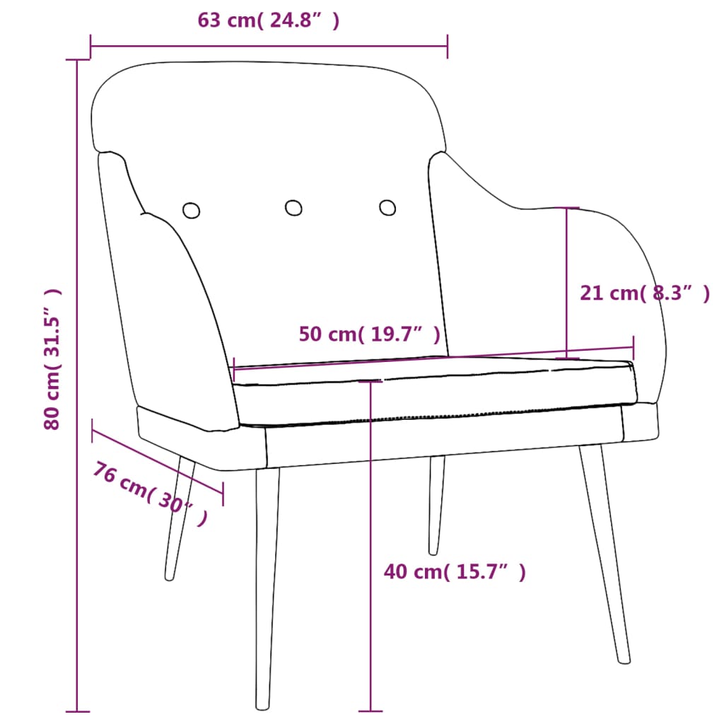 Armchair Dark Grey 63x76x80 cm Fabric