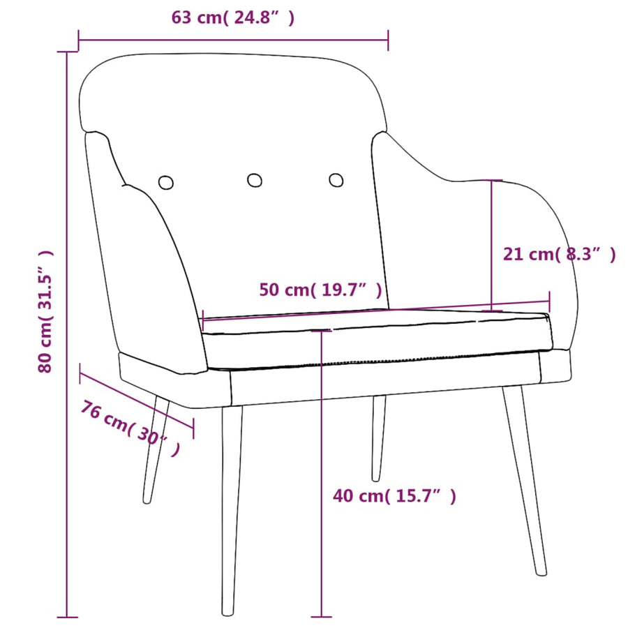 Armchair Dark Grey 63x76x80 cm Fabric