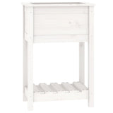 Planter with Shelf White 54x34.5x81 cm Solid Wood Pine - Front View