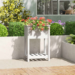 Planter with Shelf White 54x34.5x81 cm Solid Wood Pine