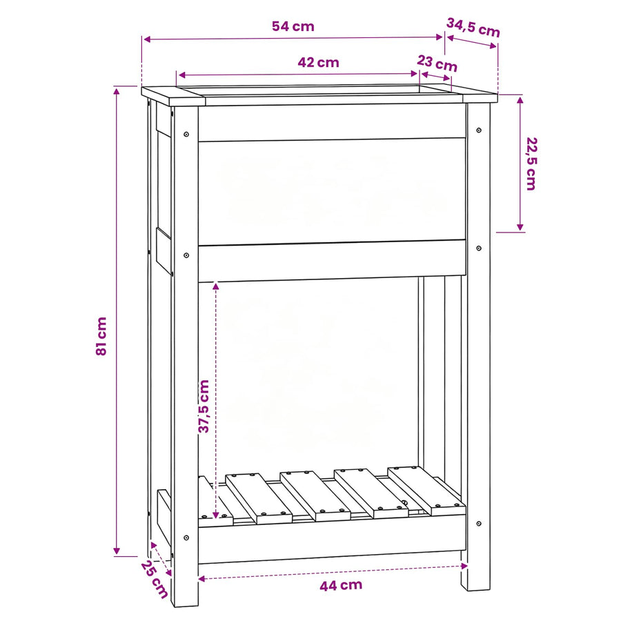 Planter with Shelf White 54x34.5x81 cm Solid Wood Pine
