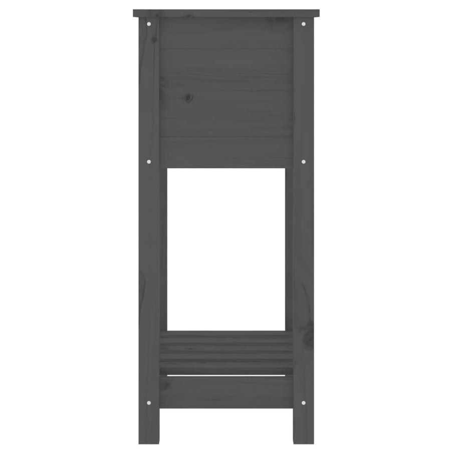 Planter with Shelf Grey 54x34.5x81 cm Solid Wood Pine