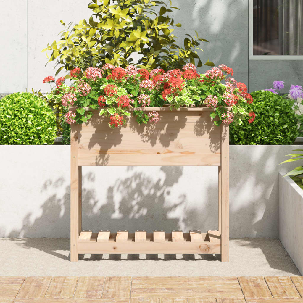 Planter with Shelf 82.5x34.5x81 cm Solid Wood Pine
