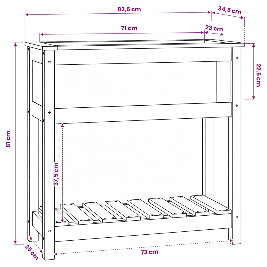 Planter with Shelf 82.5x34.5x81 cm Solid Wood Pine