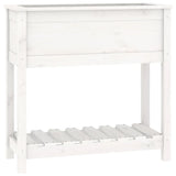 Planter with Shelf White 82.5x34.5x81 cm Solid Wood Pine