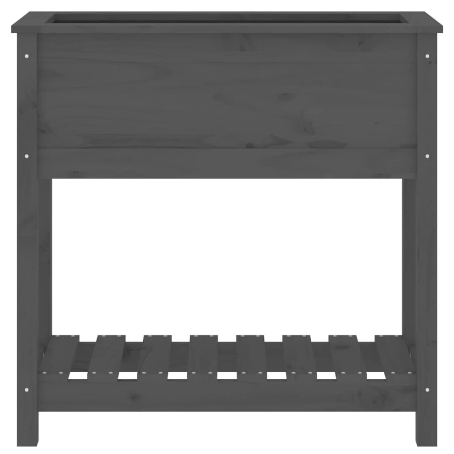 Planter with Shelf Grey 82.5x34.5x81 cm Solid Wood Pine