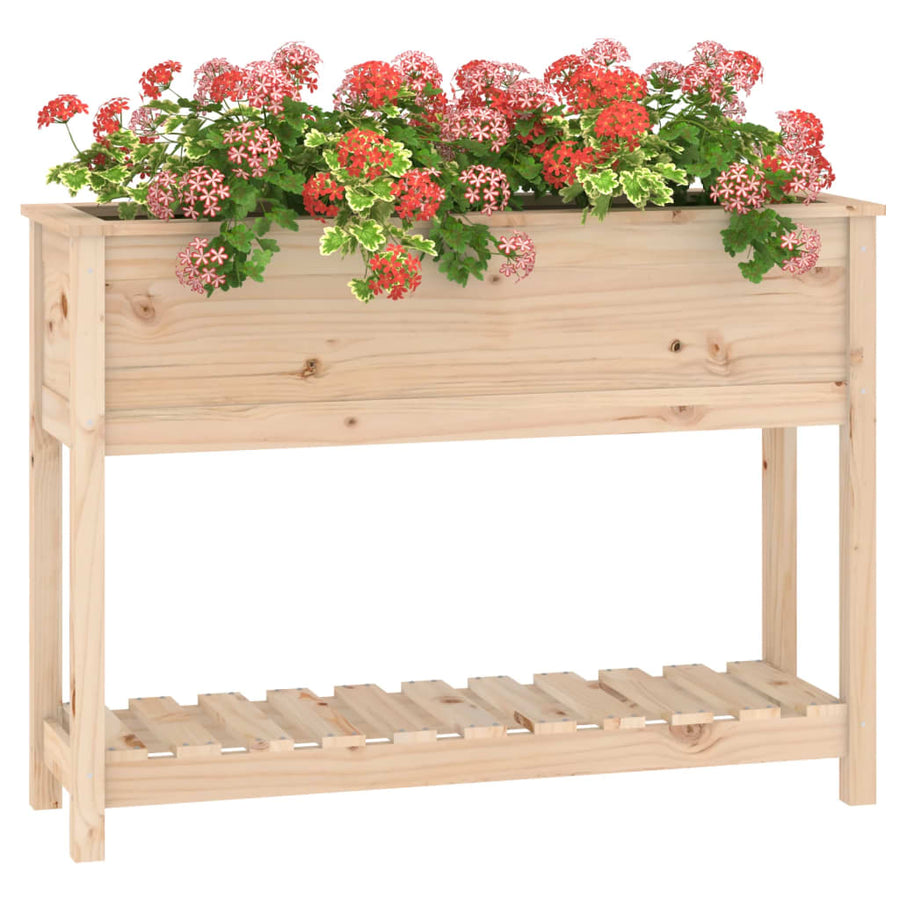 Planter with Shelf 111.5x34.5x81 cm Solid Wood Pine