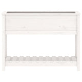Planter with Shelf White 111.5x34.5x81 cm Solid Wood Pine - 45-Degree Angle