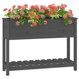 Planter with Shelf Grey 111.5x34.5x81 cm Solid Wood Pine - Top-Down View