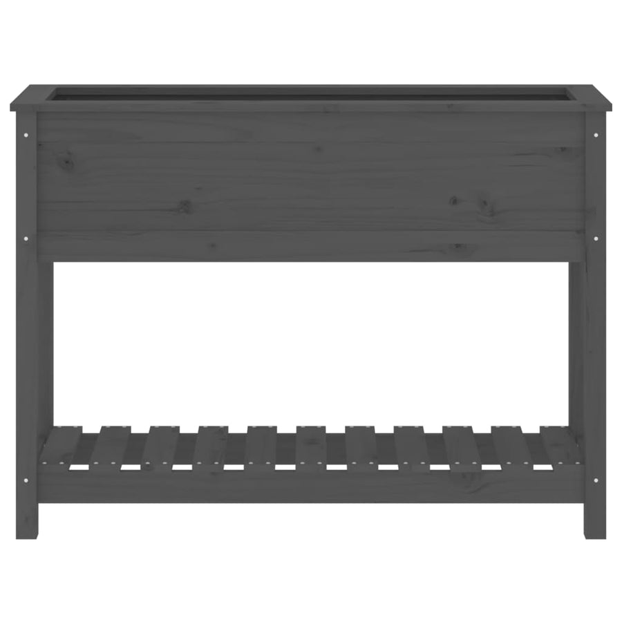 Planter with Shelf Grey 111.5x34.5x81 cm Solid Wood Pine