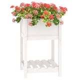 Planter with Shelf White 54x54x81 cm Solid Wood Pine - Top-Down View